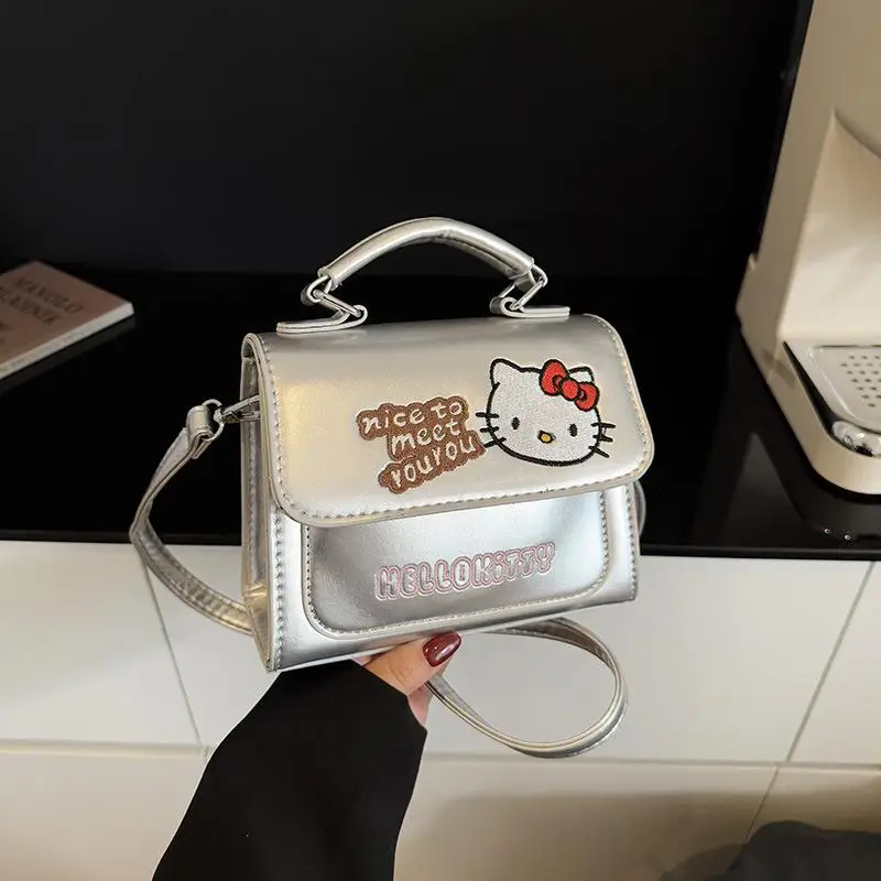 Sanrio Cartoon Girl Niche Sweet Cool Style Kawaii Hello Kitty Embroidered Cartoon New Versatile Girl Hand-Carrying Crossbody Bag