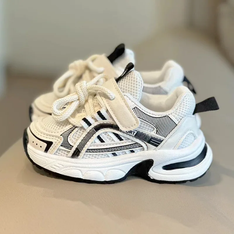 Spring and Autumn Children Sports Shoes Unisex Kids Sneakers Mesh Upper Breathable Basketball Shoes Tennis Casual Flats Footwear