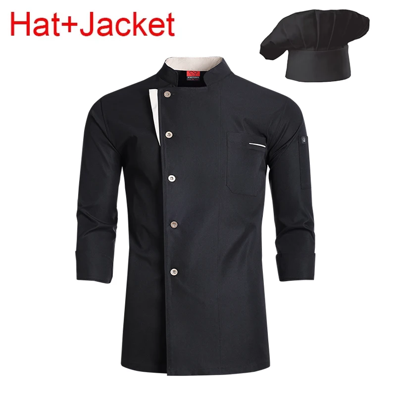 Food Service Chef Jacket Cooking Cap Professional Catering Kitchen Work Uniform Set Restaurant Cook Costume Bakery Cafe Workwear