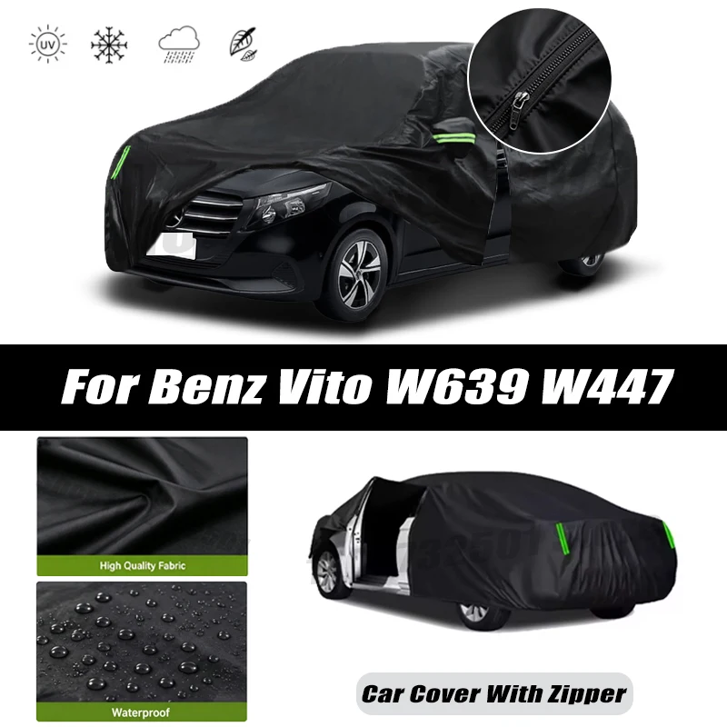 For Benz Vito W639 W447 Car Covers Outdoor Waterproof Sun Rain Snow Protection UV Car Zipper Design Car Cover Accessories
