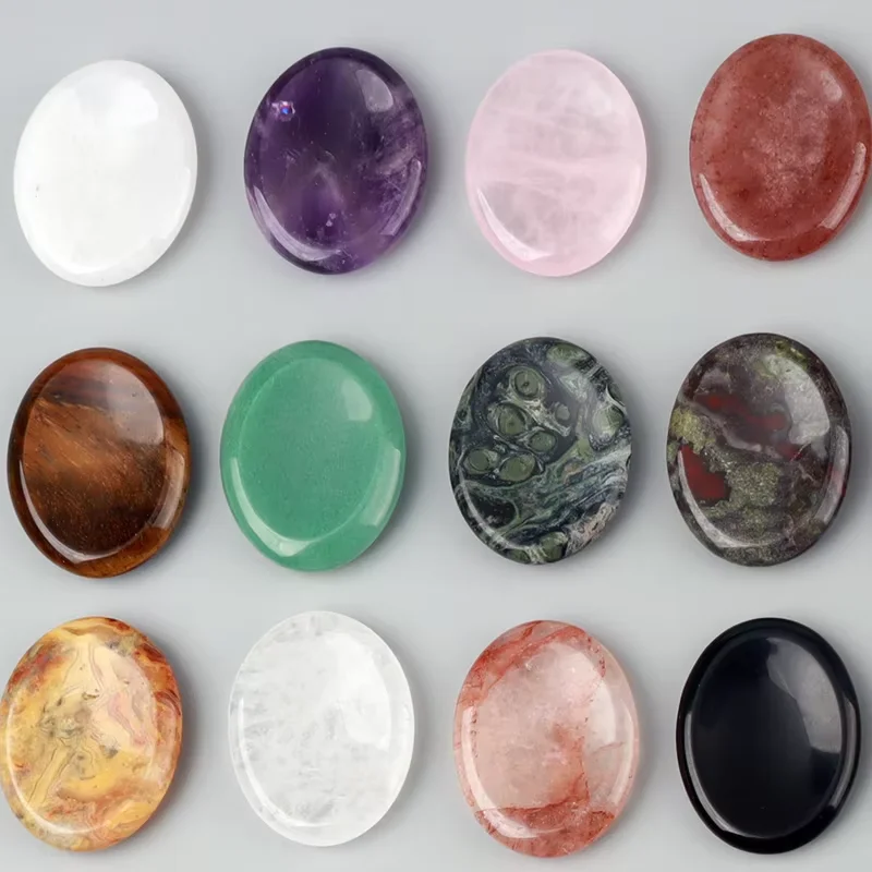 Worry Stone Amethyst Rose Quartz Hand Carved Thumbstone Pocket Meditation Oval Crystal Natural Vitality Relaxation Palm Stone
