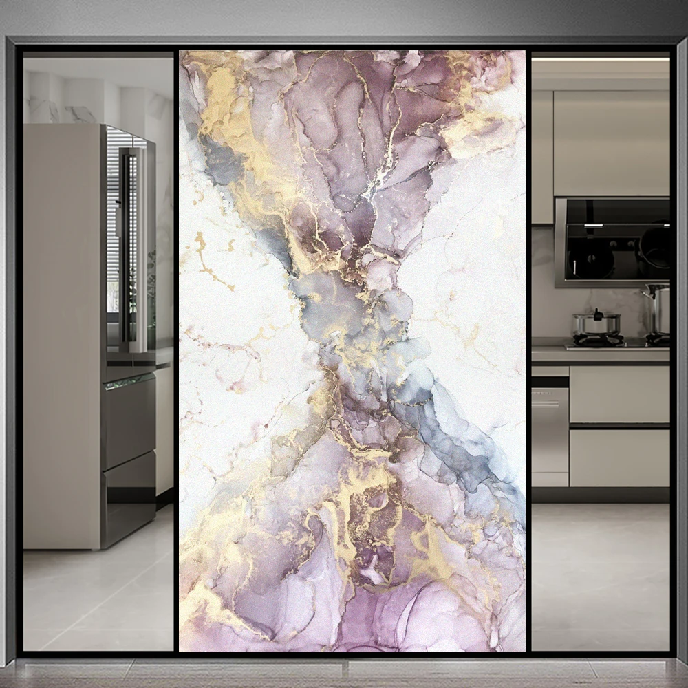 

Window Privacy Glass Film Colored Marble Pattern Frosted Sliding Door Film No Glue Removable Static Glass Window Sticker