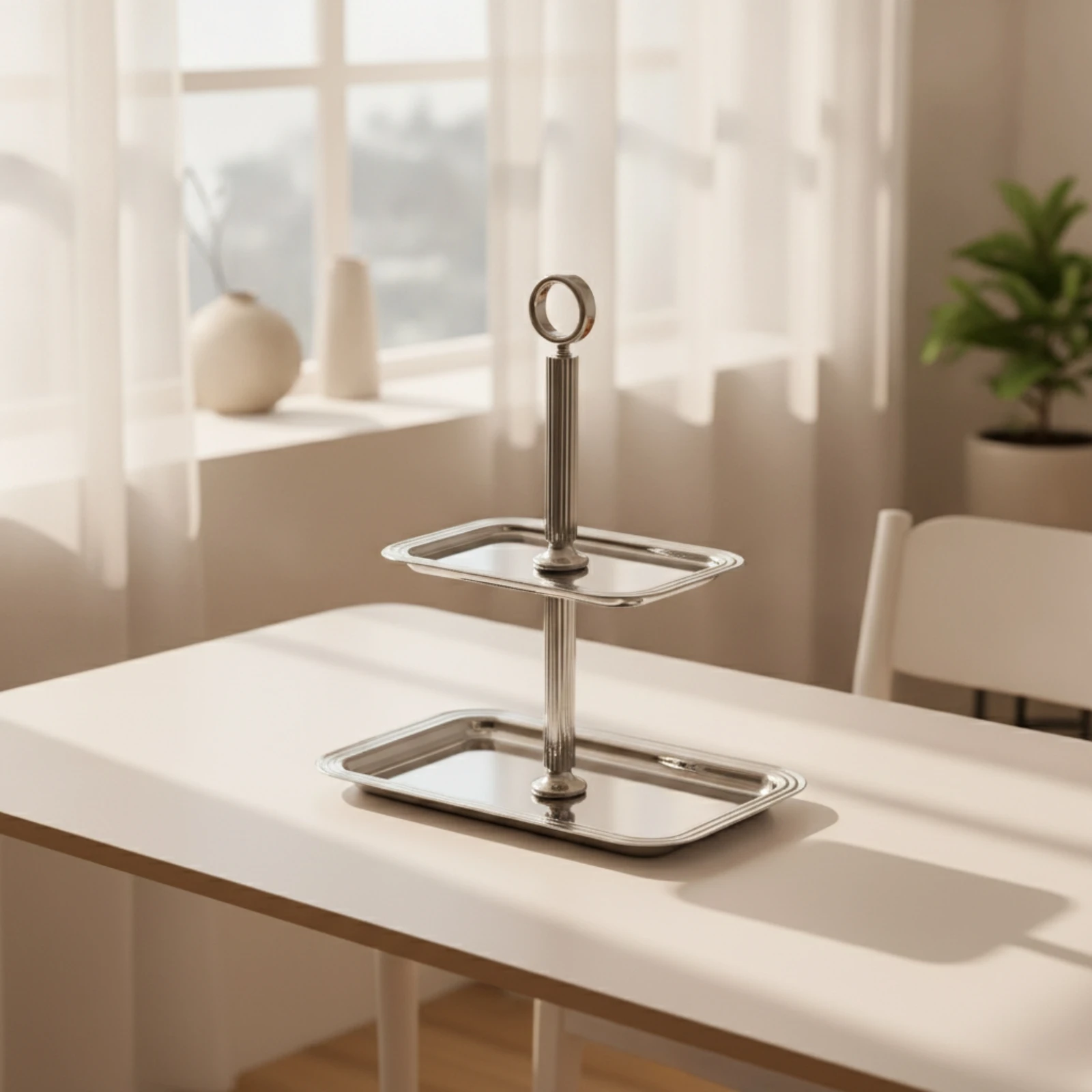 2-Tier Cake Stand Rectangular Two-Tier Serving Tray Cake Stand with Handle Food-Grade Easy to Clean for Hosts, Afternoon Tea - view 6