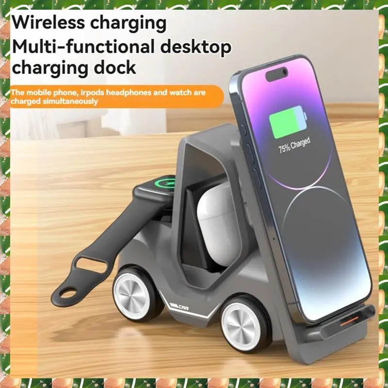 JAJA Small Forklift Wireless Charger Fast Charging Charging Station 3 In 1 High Speed Charger Base Stand For Cell Phone