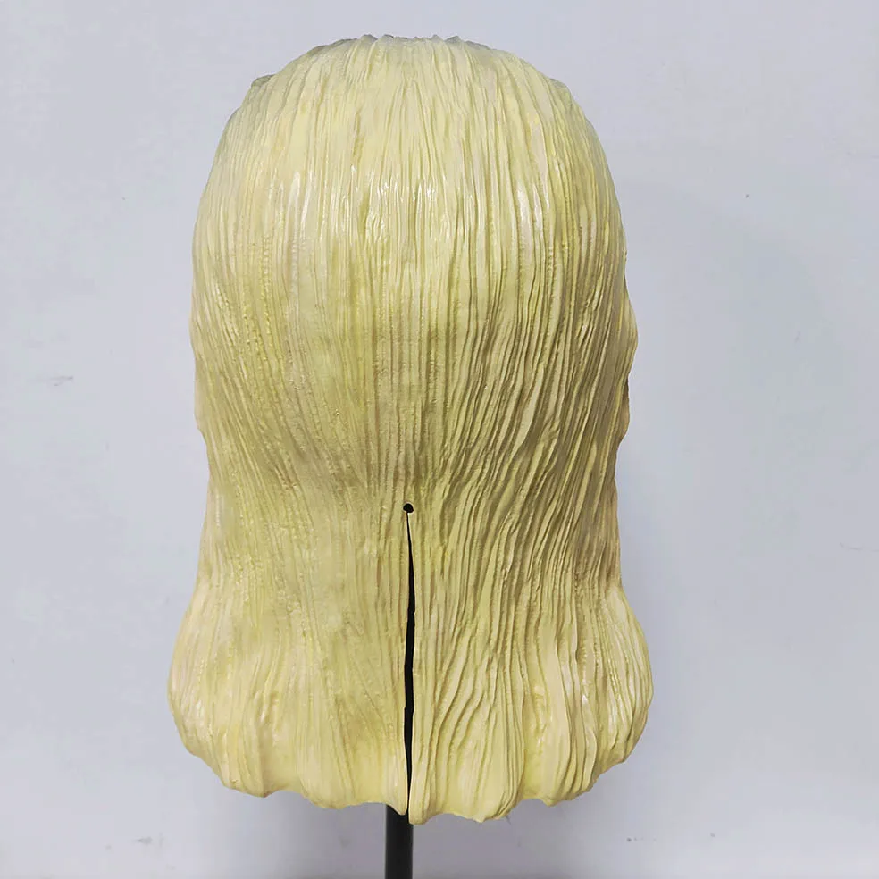 Realistische Latex-Vollkopfmaske im weiblichen Stil mit geformtem Haar-Make-up-Design für Halloween, Maskerade, Cosplay-Party, Verkleidungs-Requisite – Detail 6