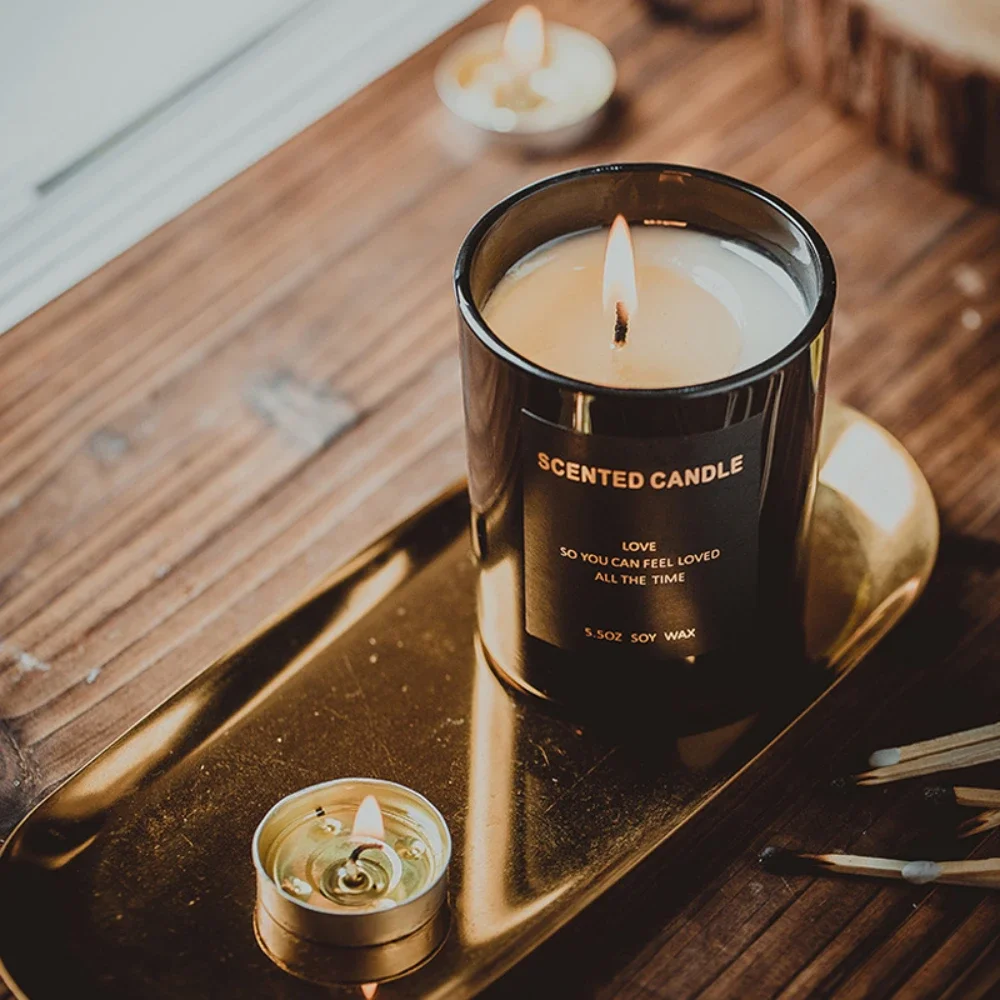 Luxury Glass Candle Jar Black White Glass Candle Holders for Weddings Cylinder Glass Scented Candles Container Tea Cup Supplies