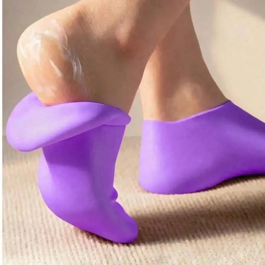 

Silicone Moisturizing Socks - High Elastic Aloe Soothing Anti Slip Gel Heel, Night Home Foot Care, Softening And Moisturizing