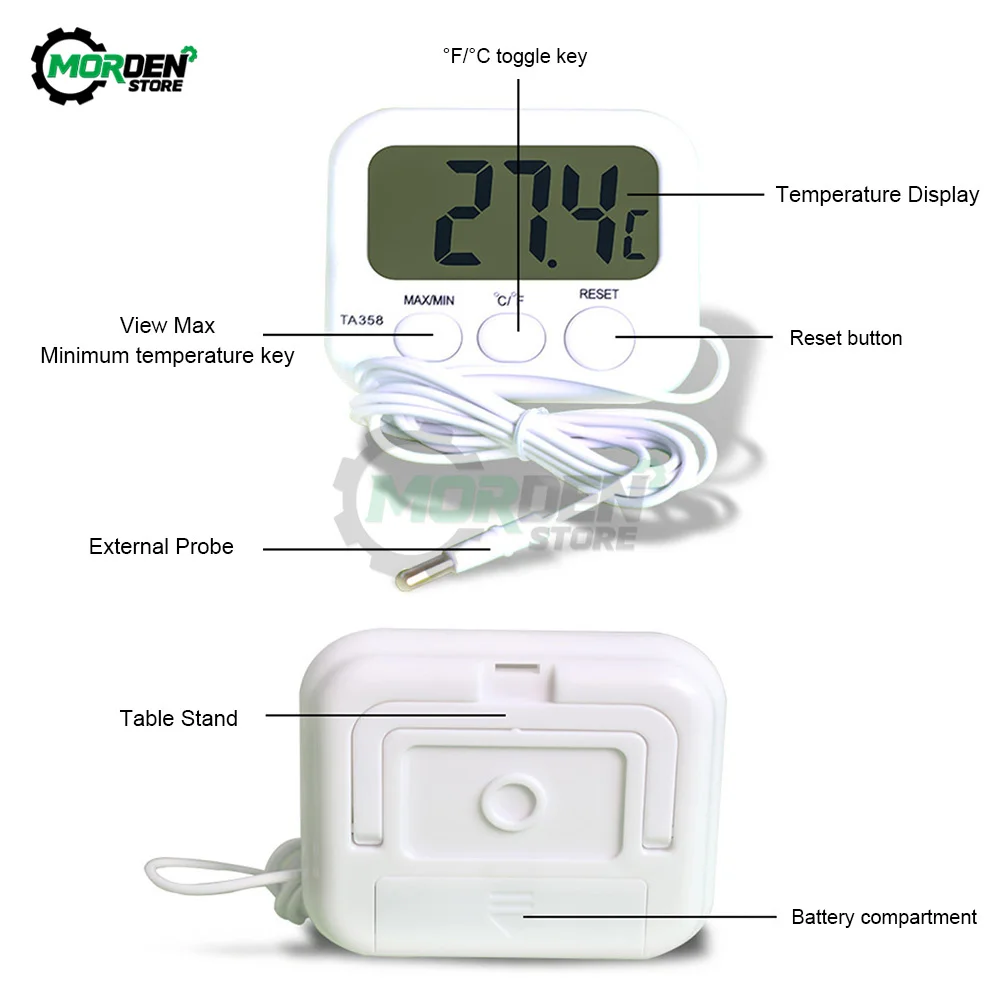 Mini LCD Digital Thermometer With Probe Sensor Swimming Pool Refrigerator Water Tank With Cable 1.5M for Fish Tank Accessories