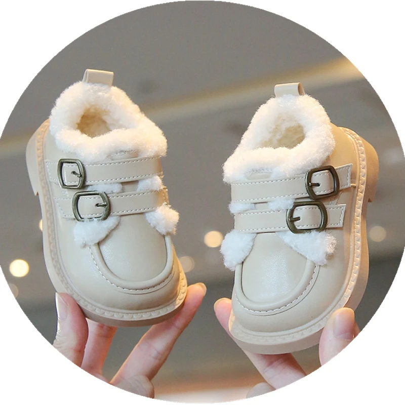 Fashion Baby Winter Shoes Solid Infant Winter Boots Toddler Boys Girls Warm Dress Shoes For Wedding Performance Party Walkers