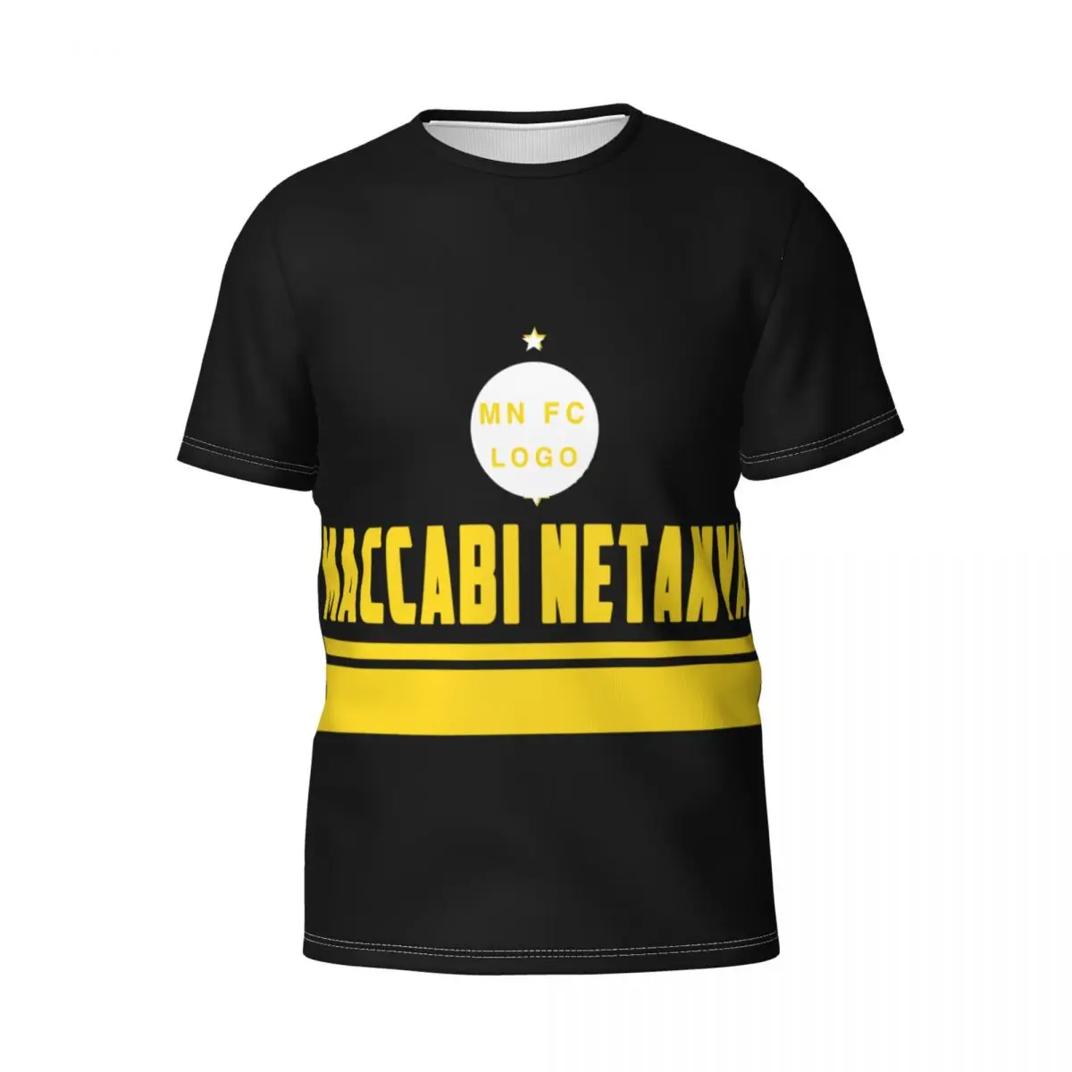 Maccabi نتانيا FC قميص رجالي قصير الأكمام Crewneck القطن الجدة تي شيرت وتصميم رائع