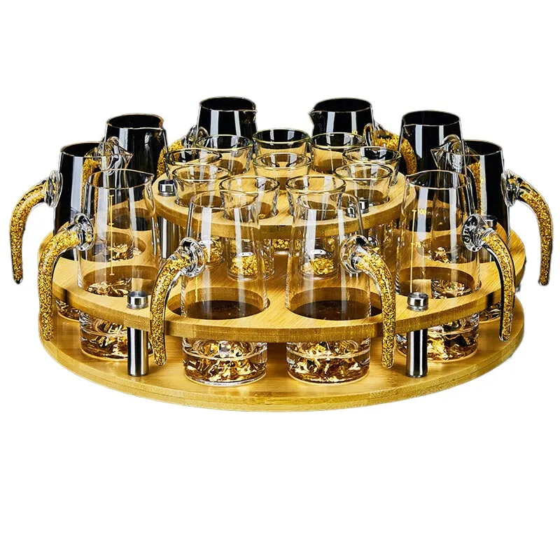 Wine set to give elders housewarming gifts, Jinshan ten pots and ten cups + reunion cup holder + leather case