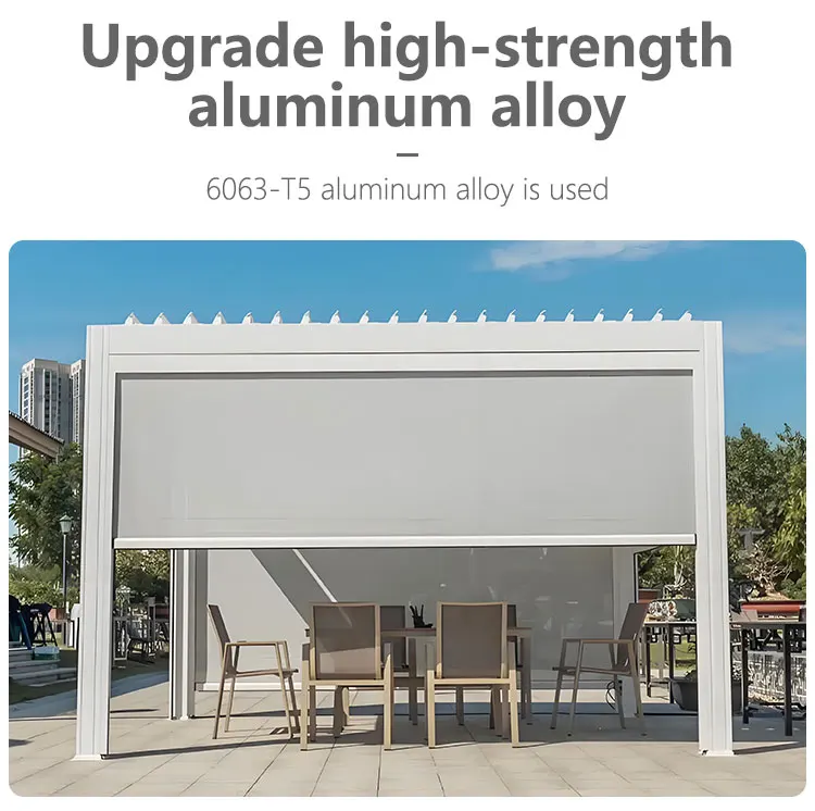 Customized Products Solar-Powered Aluminum Pergola with LED Lights for Energy-Saving Outdoor Living Space Aluminium Smart Gazebo