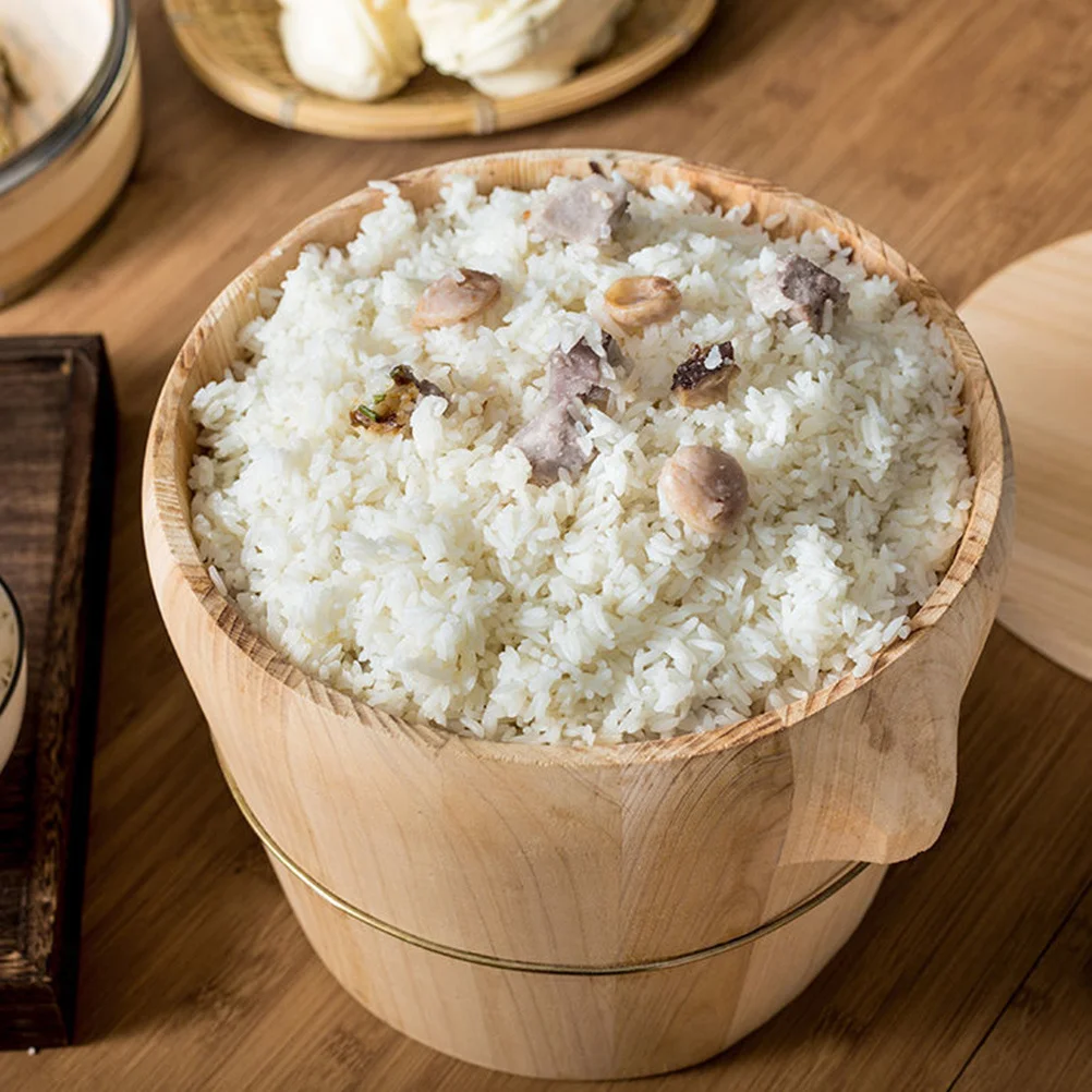 

1Set Wooden Rice Steamed Bucket Natural Chinese Wood Steamer for Even Cooking Food Storage Kitchen Container Practical