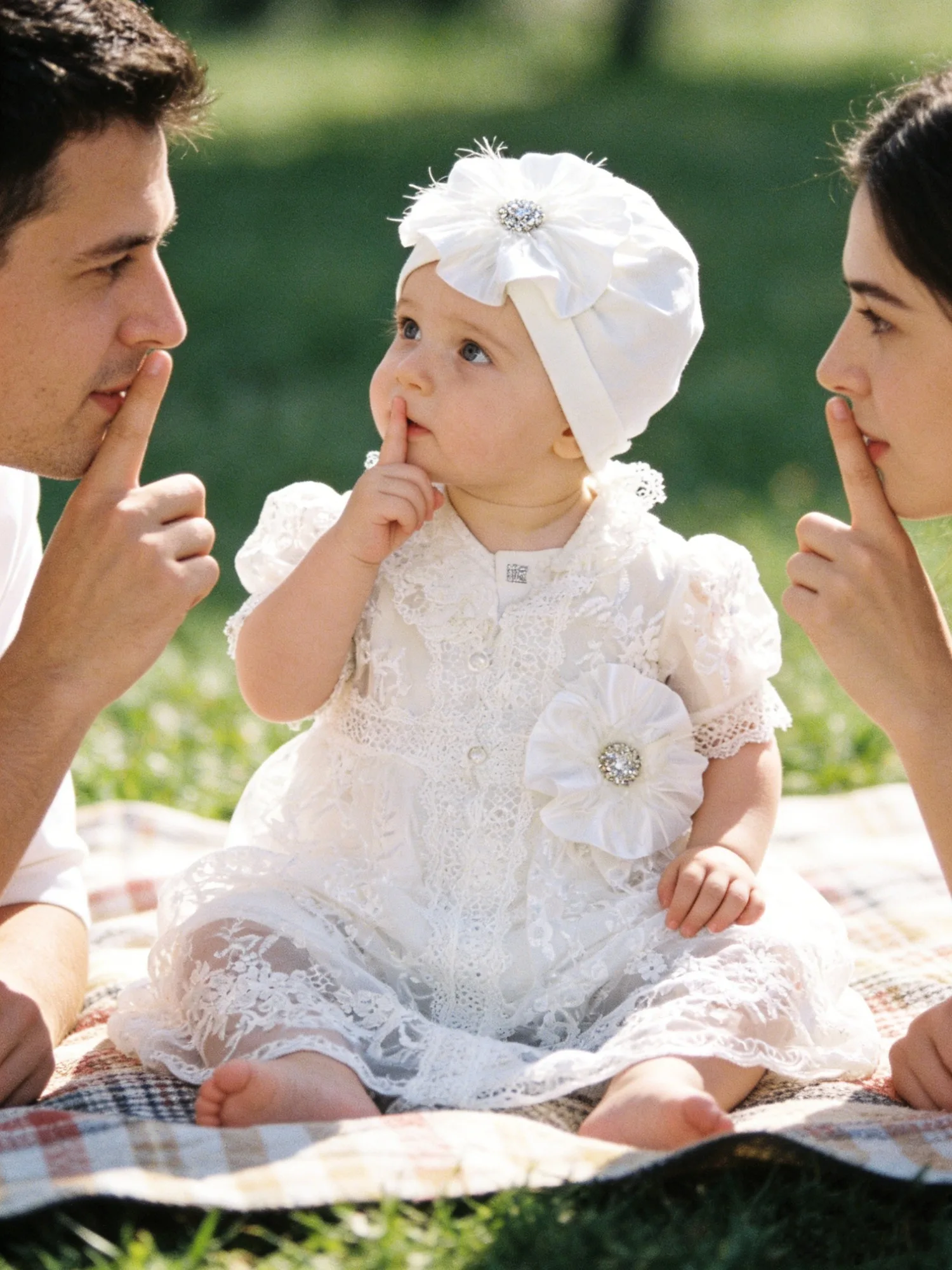 

2025 Baby Girl Lace Gown - White Flower Dress for Baptism & Photoshoot