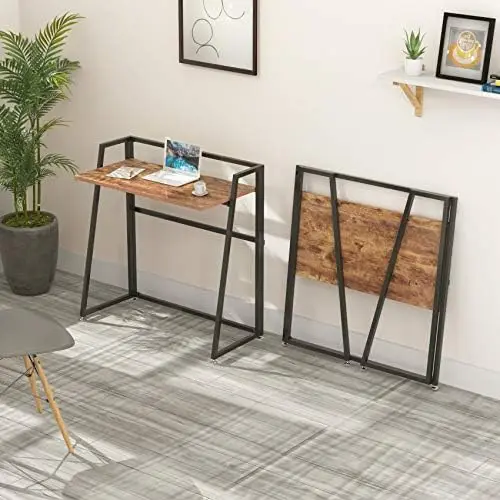 

Folding Computer Desk, 33 inch Student Desk Folding, Writing Desk for Home Office, Fold Up Gaming Desk Wood Small Office Table f