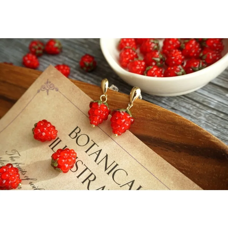 Cute raspberries, summer earrings, a gift for her