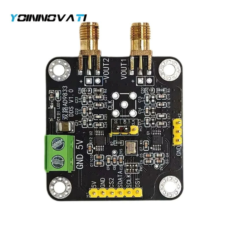 Dual-Channel AD9833 DDS Waveform Generator Module - Sine, Square, Triangle Outputs, SPI Serial Interface, 2 Independent Channels