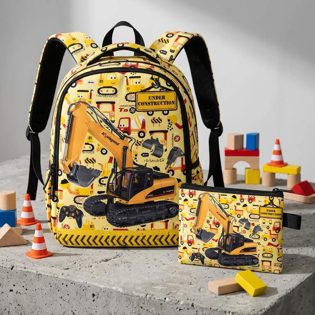 Premium 2 Piece Set of Farm Tractor Print Backpack Professional High Quality Advanced Material Superior Performance Details For