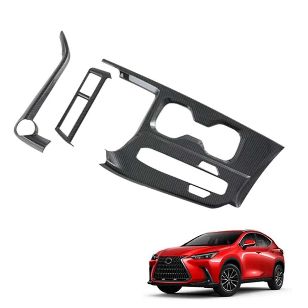 3Pcs Car Carbon Fiber Center Console Gear Shift Water Cup Holder Decoration Cover Trim for Lexus NX260 NX350H 2021