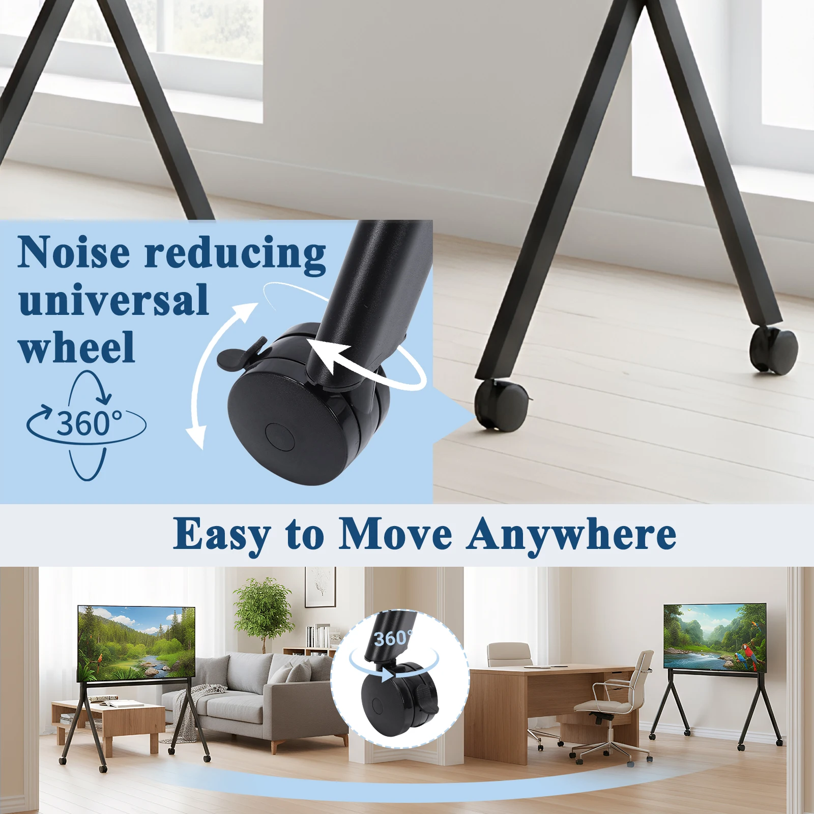 

Universal Flat/Curved Screen Mount for 86-110 Inch Screens Portable Monitor Stand Max Load 485LBS/220kg with Lockable Wheels