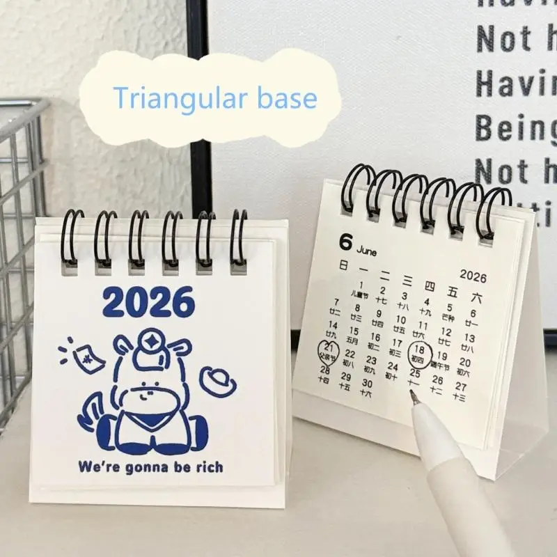 말 디자인을 갖춘 2026 미니 달력 휴대용 책상 장식