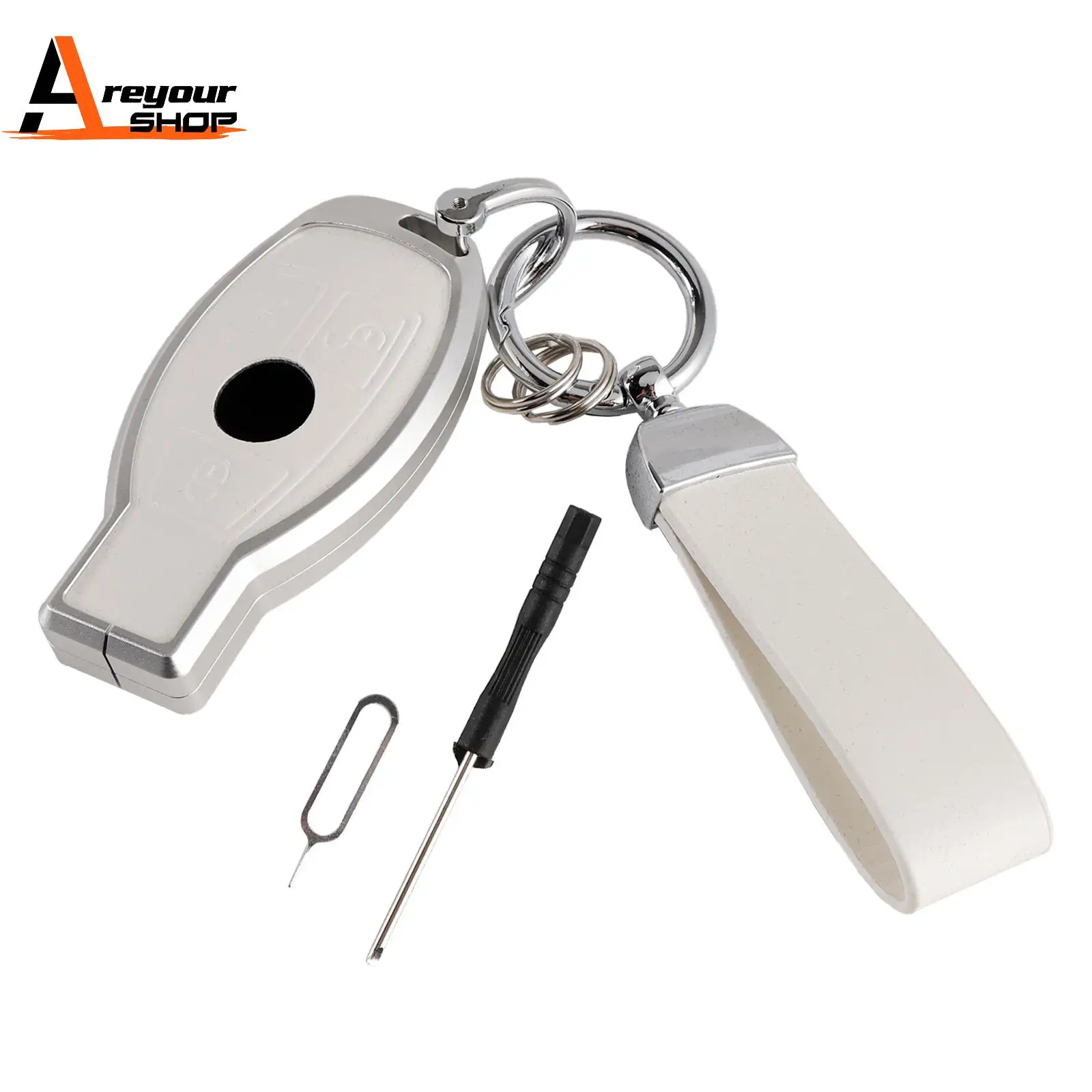 

Кожаный сплав, алюминий, ТПУ, автомобильный ключ, белый чехол для Benz GLC GLK CLS