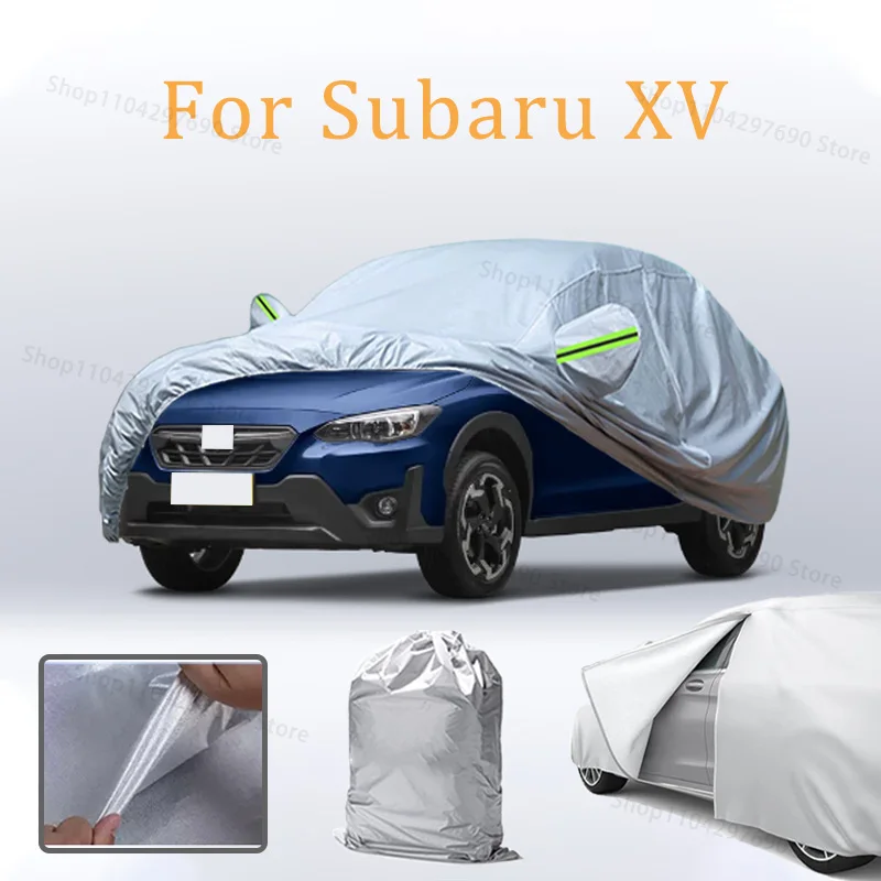 

For Subaru XV Car Cover Door Zipper Full Exterior Black Silvery-Auto Cover Sunshade Dustproof Sunscreen Reflective strips