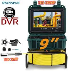 Kanalrohr-Inspektionskamera DVR Video SYANSPAN 9 Zoll HD1080P Bildschirm + 8-facher Zoom, industrielle Endoskopkamera für Abfluss, IP68 wasserdicht