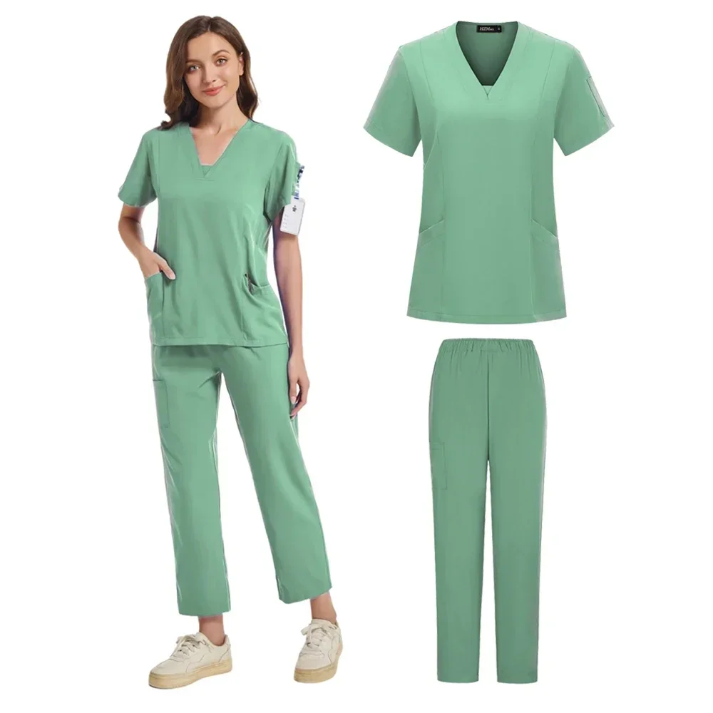 

Beauty Salon Spa Workwear Medical Nurse Scrubs Top+Pants Doctor Nursing Suit Surgical Uniforms Women Scrub Set Nurse Accessories