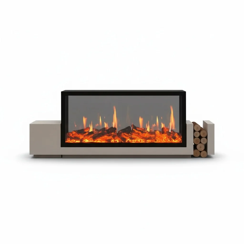 

LCD Electric Fireplace, 1000mm/39.37 inch Steel Holographic Fireplace Insert, for Alexa, Google Home, Smart Indoor Flame Heater