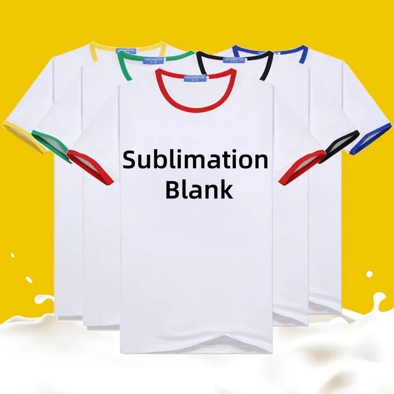 Fashion Polyester T-shirt Sublimation Blank Summer T-shirt Short Sleeved Round Neck T-shirt For Heat Transfer Print