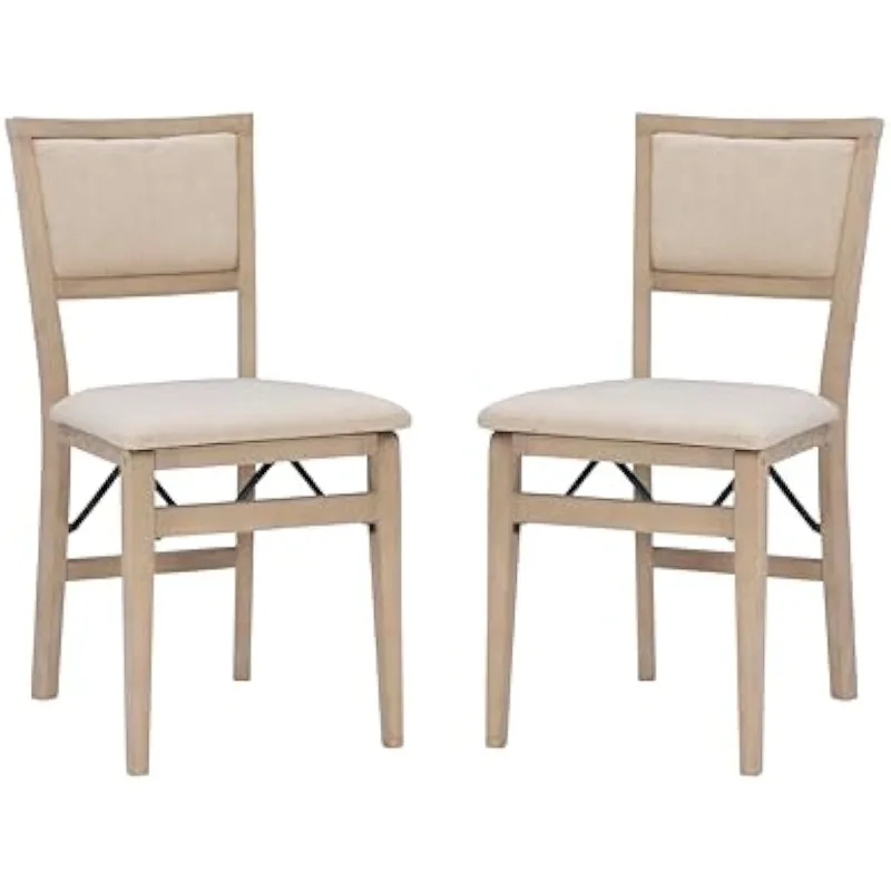 

Linon Keira Natural Rustic Wooden Folding Chair with Beige Upholstered Seat and Back Set of 2