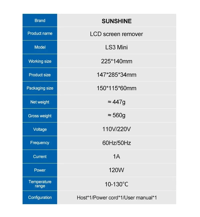 SUNSHINE LS3 Mini LCD Screen Remover – Heating Stage Separator Pad for Phone & iPad Repair – LCD Dismantling Treasure