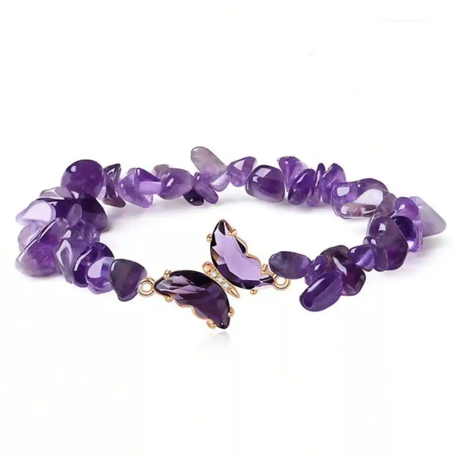 Rundes Perlenarmband mit Naturstein-Schmetterlingsanhänger für Damen, Schmuckgeschenk – Detail 7