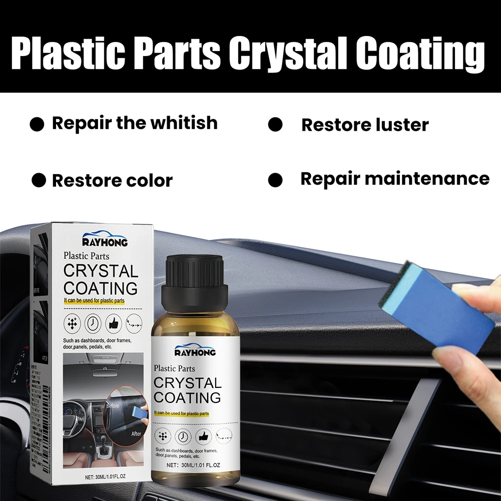 30ml Crystal Coating Wax Long Lasting Car Plastic Trim Restorer Console Instrument Panel Care Polish Cleaner for Car Maintenance
