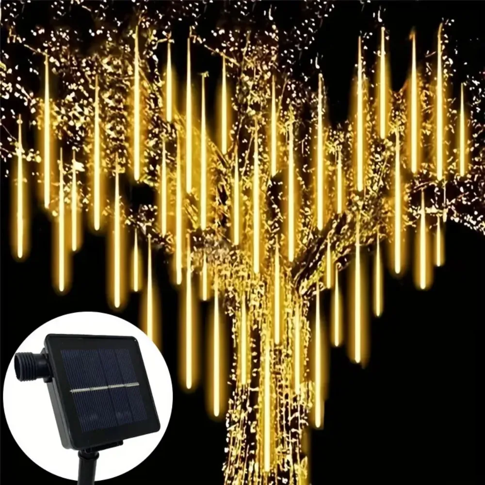 8 Tubes Solar Meteor Shower Rain LED String Lights Street Garlands Christmas Tree Decorations for Outdoor Fairy Garden Lights