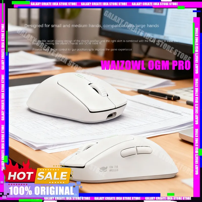 

Waizowl OGM Pro Беспроводная игровая мышь с Bluetooth Эргономика PAW3395 Датчик Трехрежимная мышь для киберспорта Аксессуары для ноутбуков