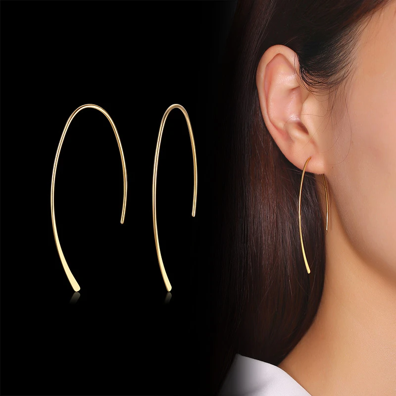 Stylish Geometric Hoop Earrings for Womens Girls Stainless Steel Minimalist Elegant Earings