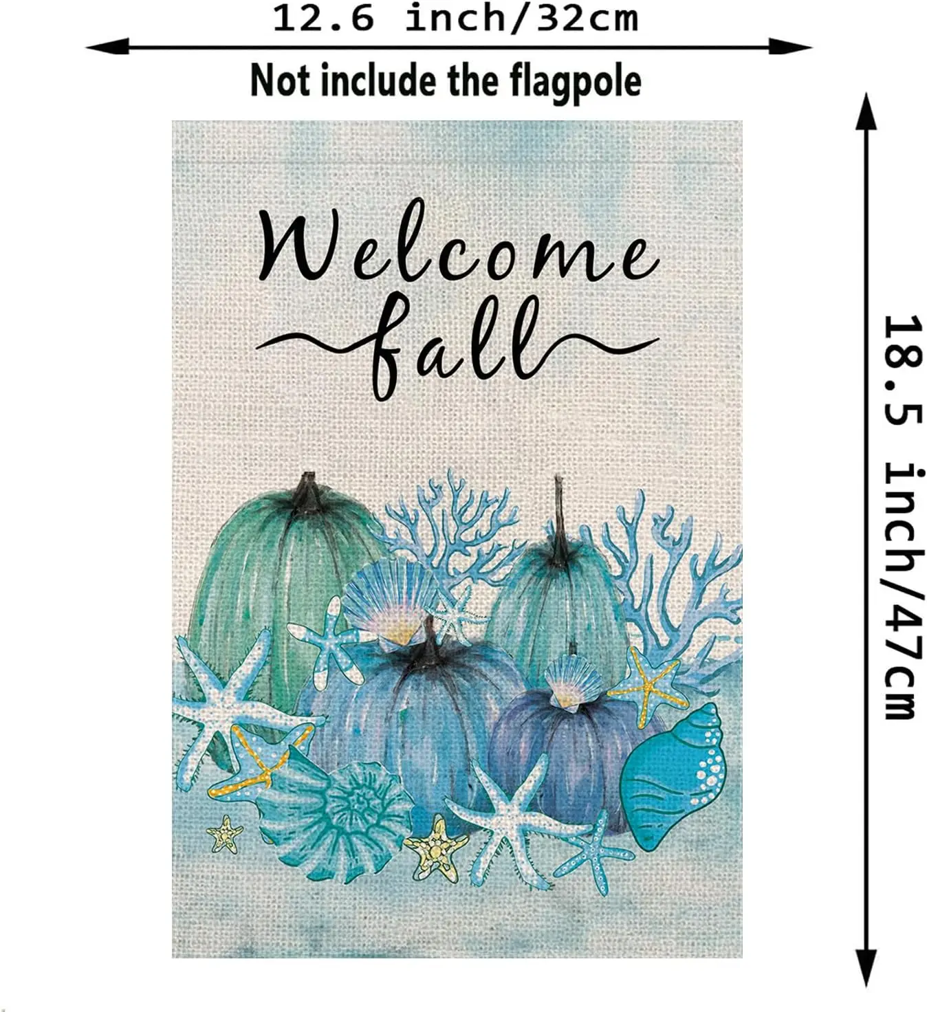 Welcome Fall Garden Flag Blue Pumpkins Starfish Conch Double Sided Vertical Coastal Themed Flags Yard Lawn Outdoor Decorations 1