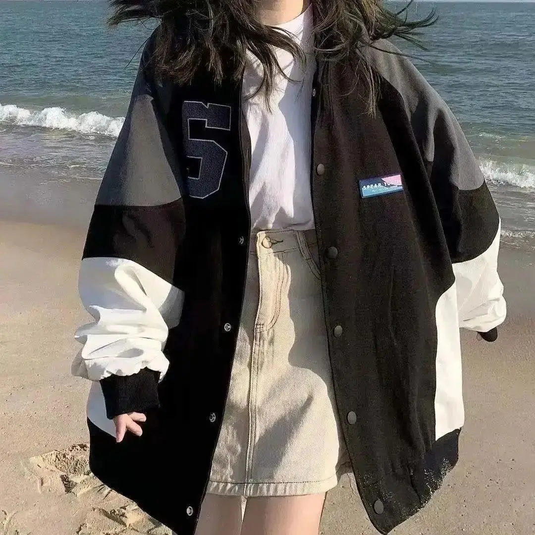 

Summer Hoodie Sweatshirt Women Tops Loose Casual Patchwork Hoodie Streetwear Girl Japan Thin Black Hoodies Funny Female