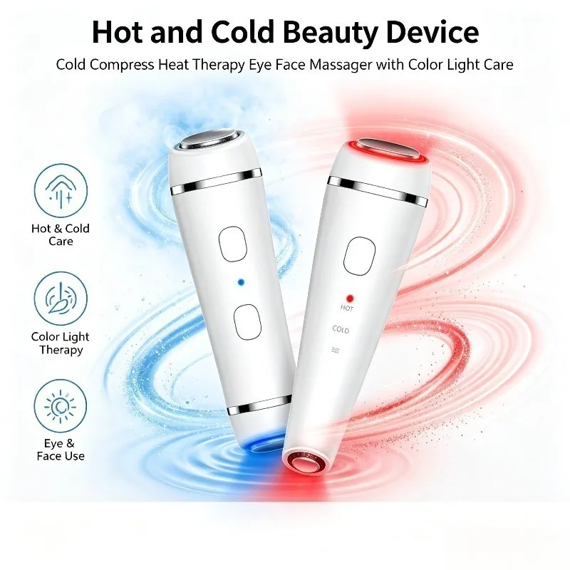 Hot Cold Beauty Device Hot Compress Cold Therapy Color Light Facial Eye Skin Care Massager