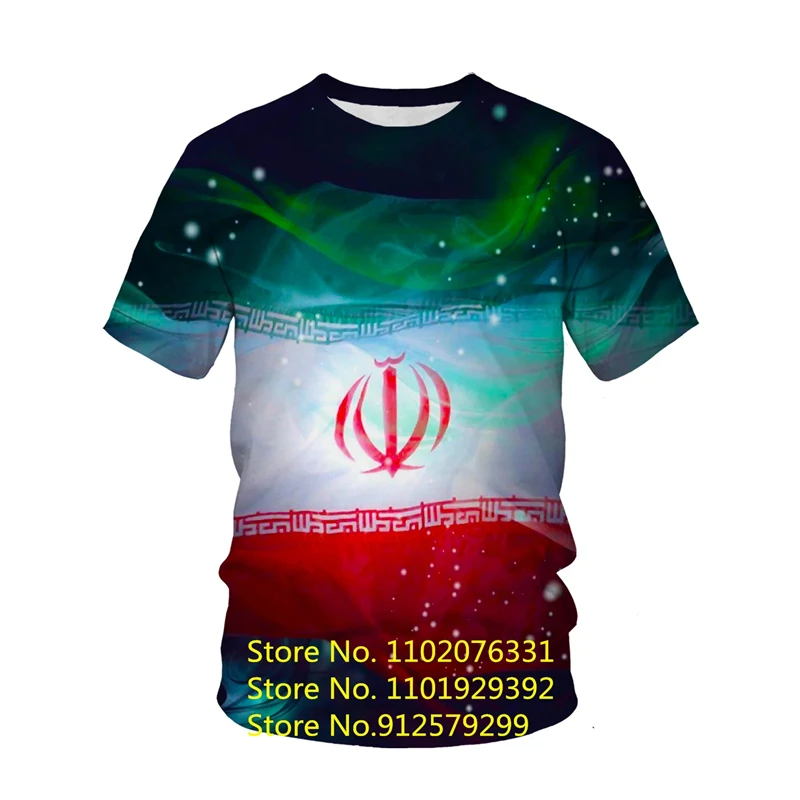 Hot Selling Men\'s Iran Flag 3D T-shirt Casual Tops Fashion O-neck Short Sleeve Persia Pattern Street Streetwear Tee Men Clothing