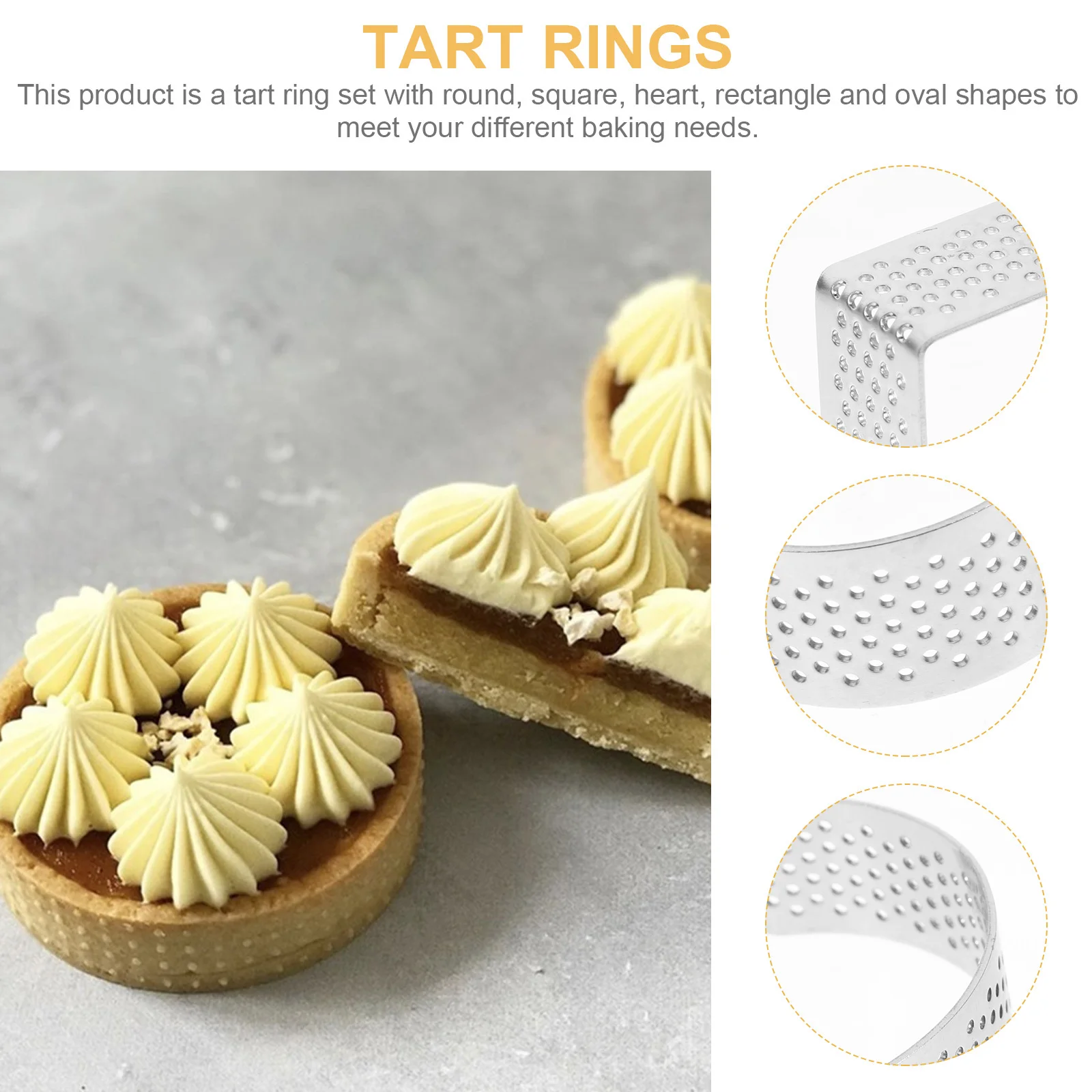 

5Pcs Stainless Steel Tart Rings Set Perforated Metal Mold Baking Tools for Cakes Tarts Mousse Pastry Non Stick Bake Molds