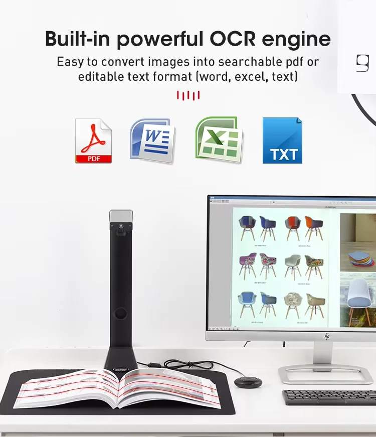 Automatic  Dual System Document Scanner Foldable A3/A4 OCR to PDF/Word High-Speed Document Conversion