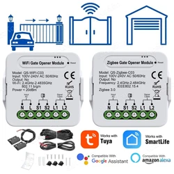 Tuya inteligente controlador de garagem abridor wifi zigbee3.0 universal interruptor controle da porta da garagem com acessórios voz para alexa google