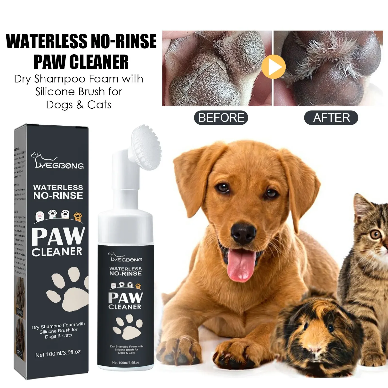 Yegbong Pet Paw Cleaner, Dog Cat Paw Deep Cleansing Foot Pad Care Agent