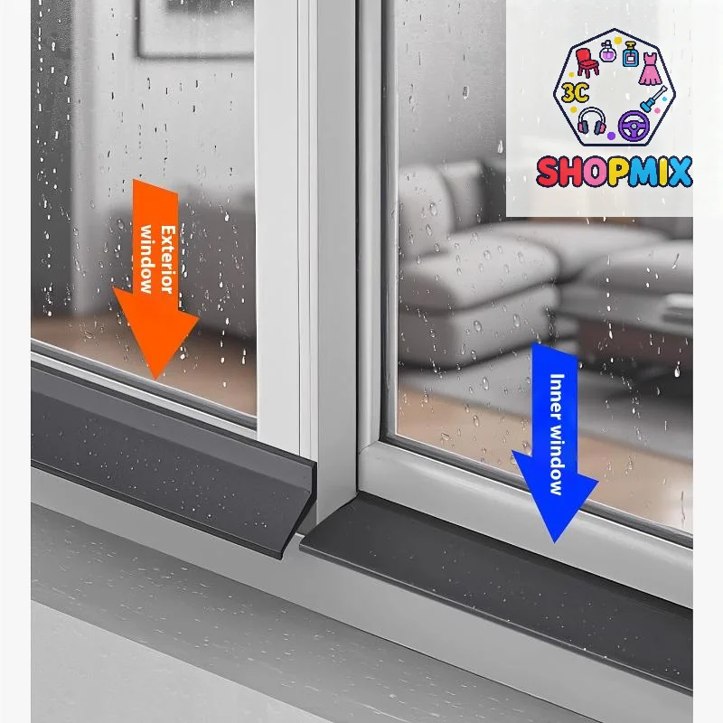50cm Home Window Water Blocking Bar Sliding Window Rain Weatherstrip Balcony Insulation Windproof Sealing Strip Flashing Board