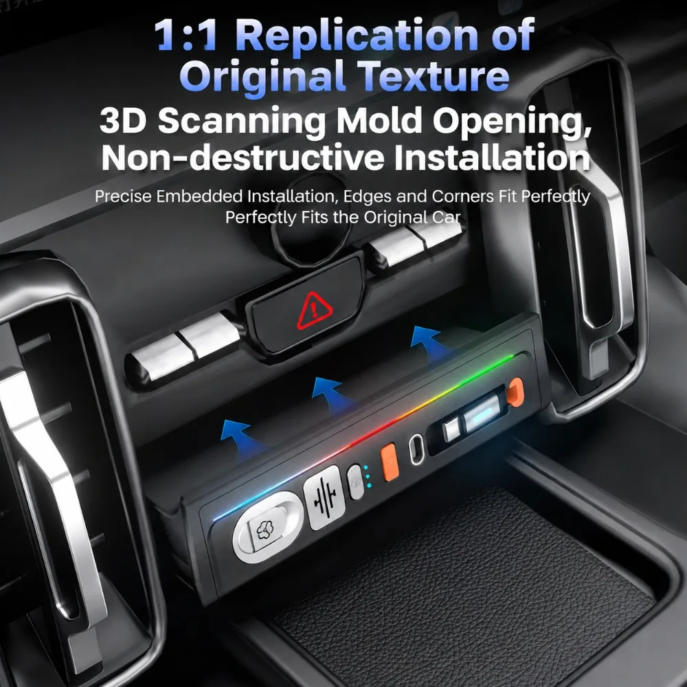For Haval Dargo 2021-2026 Car Fast Charging Docking Station Air Freshener Upgrade RGB Flow Light Retractable Cable Charger