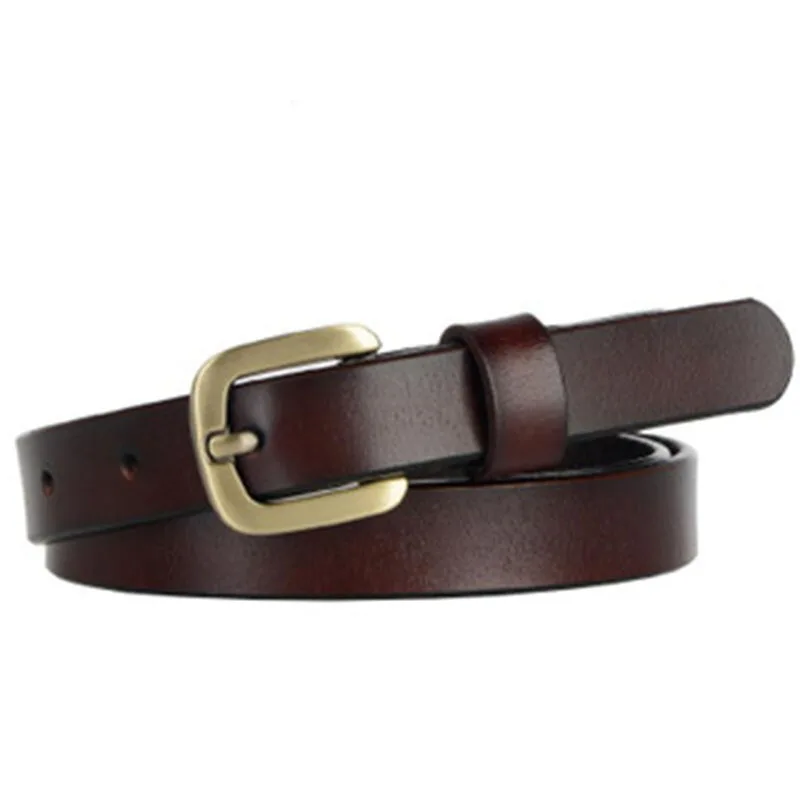 

Women Belt New Women's Cow Leather Thin Belt Ladies Casual Fashion 1.8cm Pin Buckle Belt Jeans Pants Belts for Women 105cm