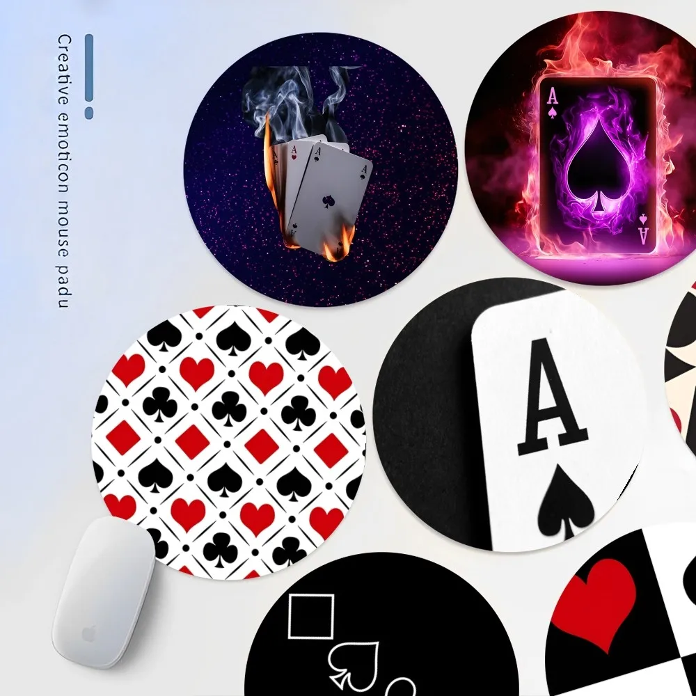 

Playing Cards Pattern Mousepad INS Tide Round Keyboard Mat Table Mat Students Cabinet Gamer Desktop Mousepad Cup Mats Deskpad